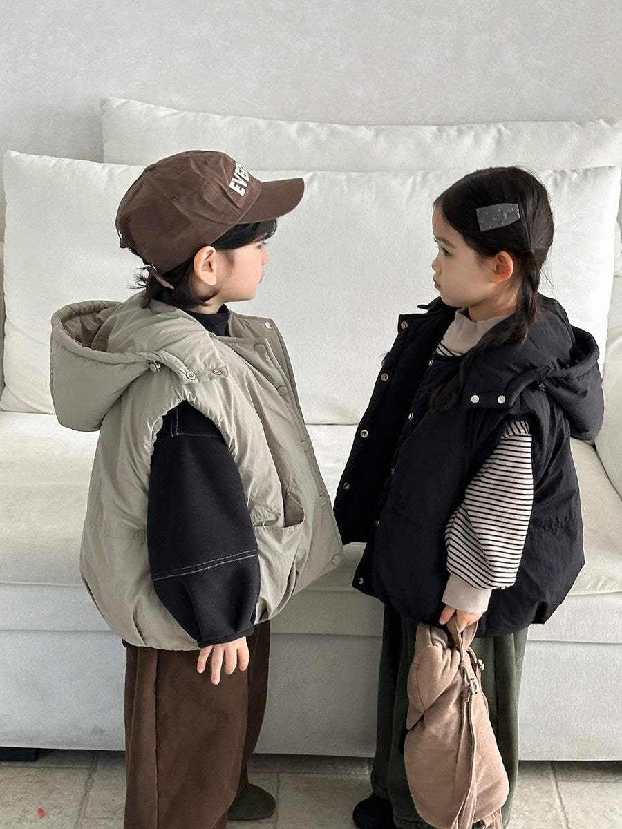 脱着フードつき中棉ベスト