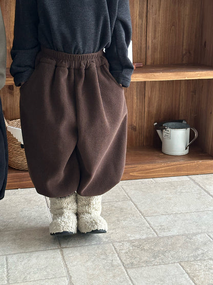 裾リブ厚手裏ボアパンツ