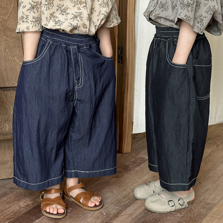 薄手ワイドデニムパンツ