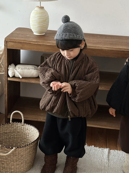 凹凸生地チェック柄中棉コート