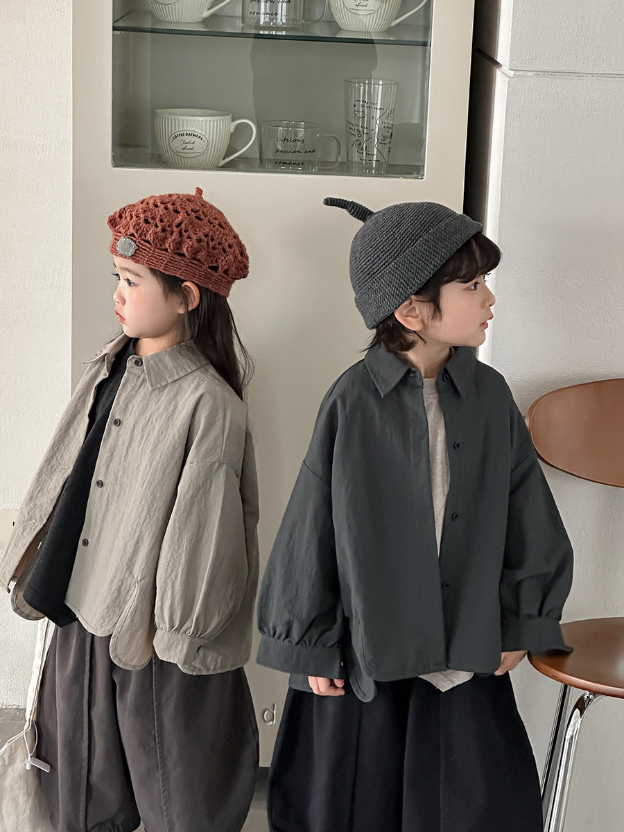 デザイン性ある無地シャツアウター