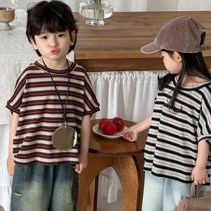 ボーダードロップショルダーTシャツ