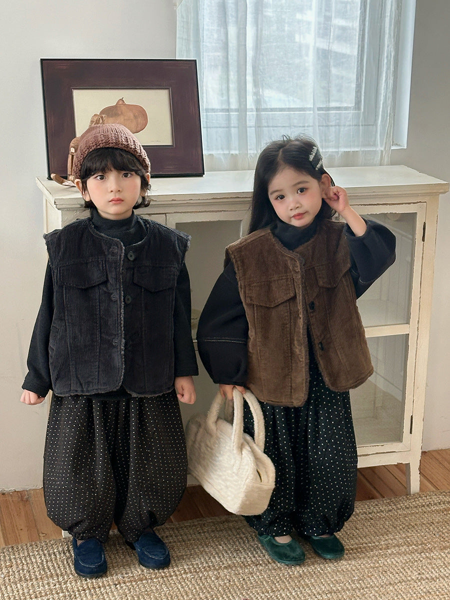 コーデュロイユニセックスベスト