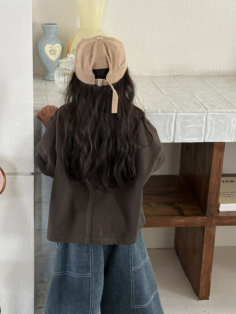 斜めボタンTシャツ綿100%