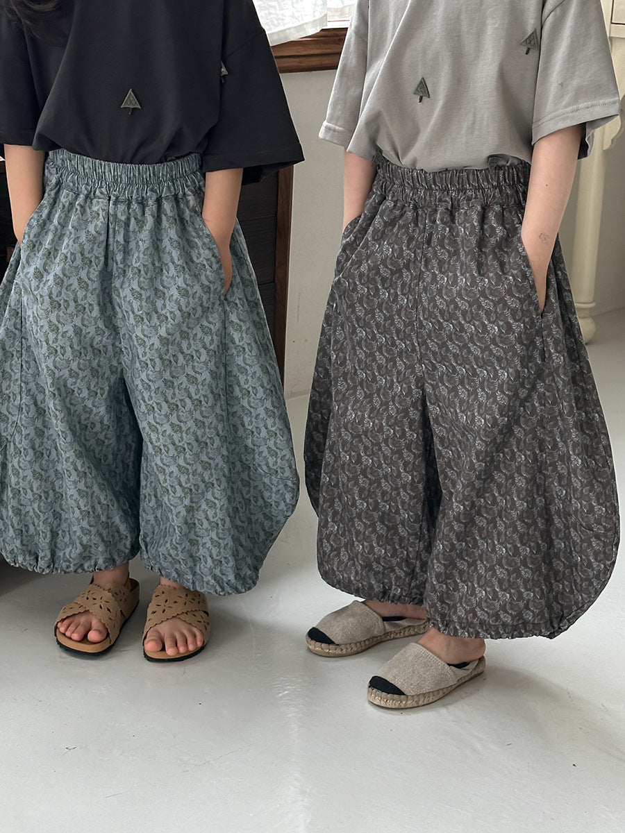 全面プリントコットンロングパンツ