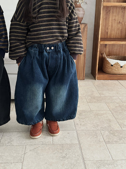 裏ボアヴィンテージデニムワイドパンツ