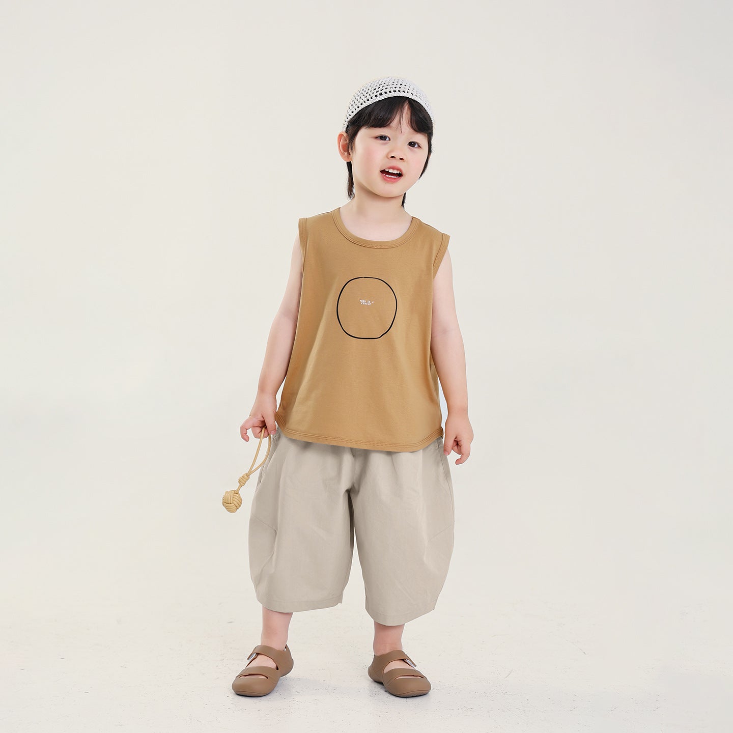 サークルプリントコットンタンクトップ