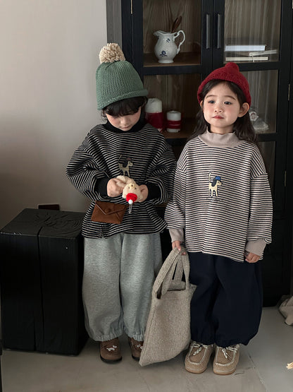 裏ボアボーダーハイネックスウェット