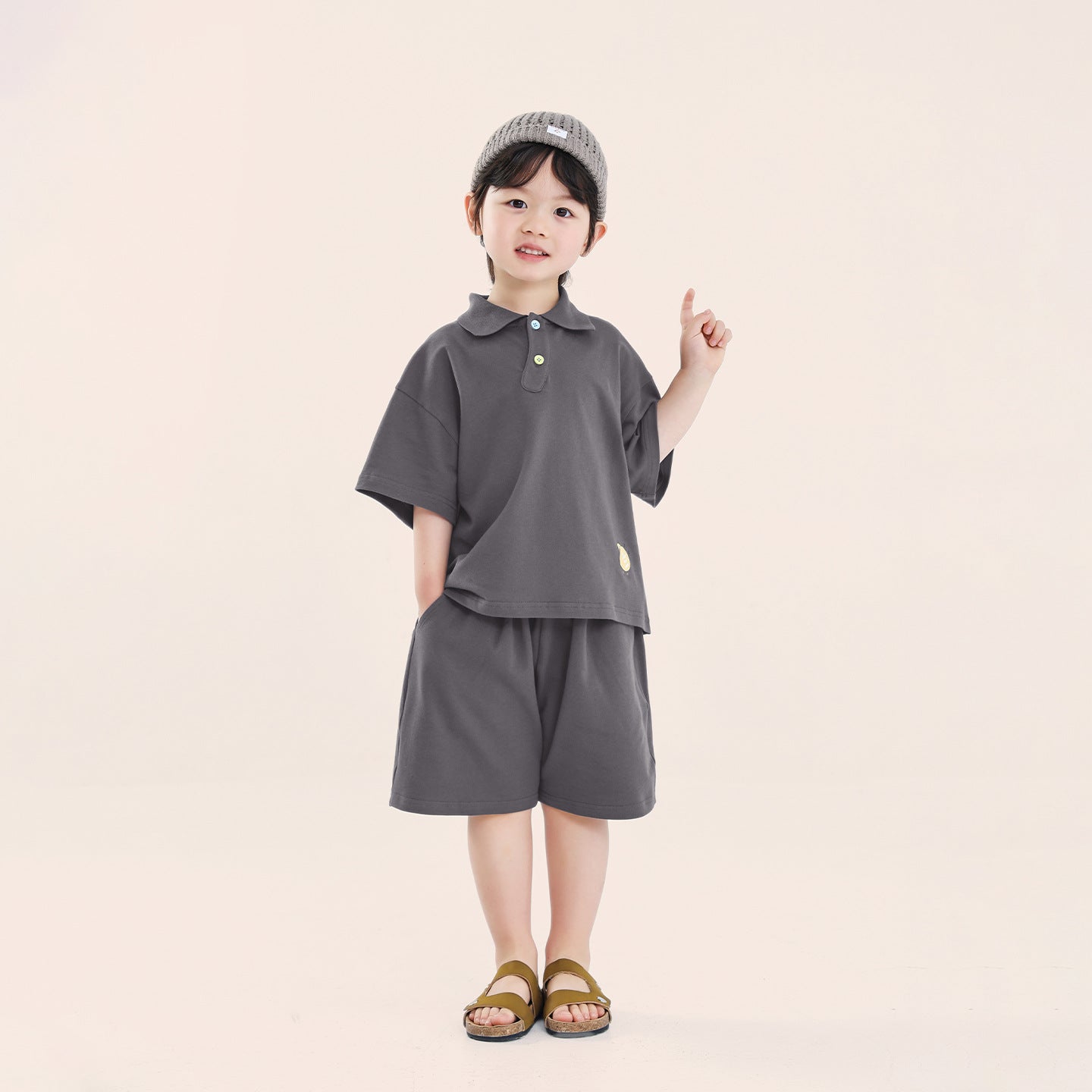 カラーボタンポロシャツ＆ショートパンツ2点セット