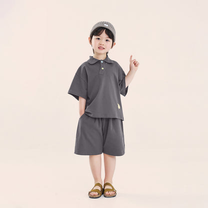 カラーボタンポロシャツ＆ショートパンツ2点セット