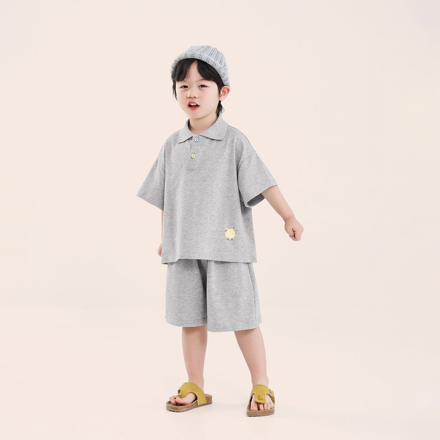 カラーボタンポロシャツ＆ショートパンツ2点セット