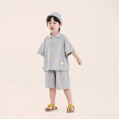 カラーボタンポロシャツ＆ショートパンツ2点セット