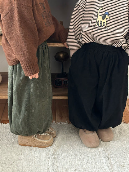 コーデュロイ裏ボアストライプパンツ