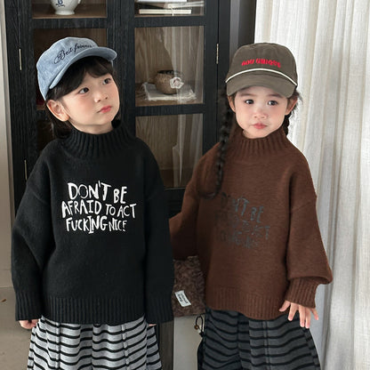 イングリッシュワードハイネックニット