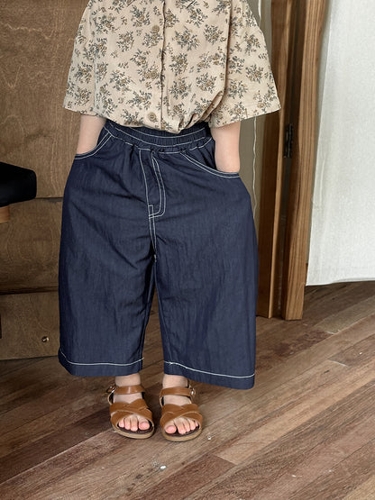 薄手ワイドデニムパンツ