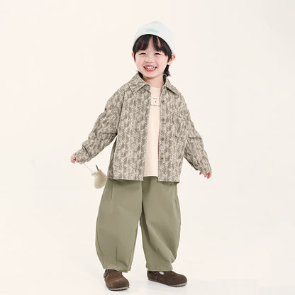小花柄コーデュロイシャツ