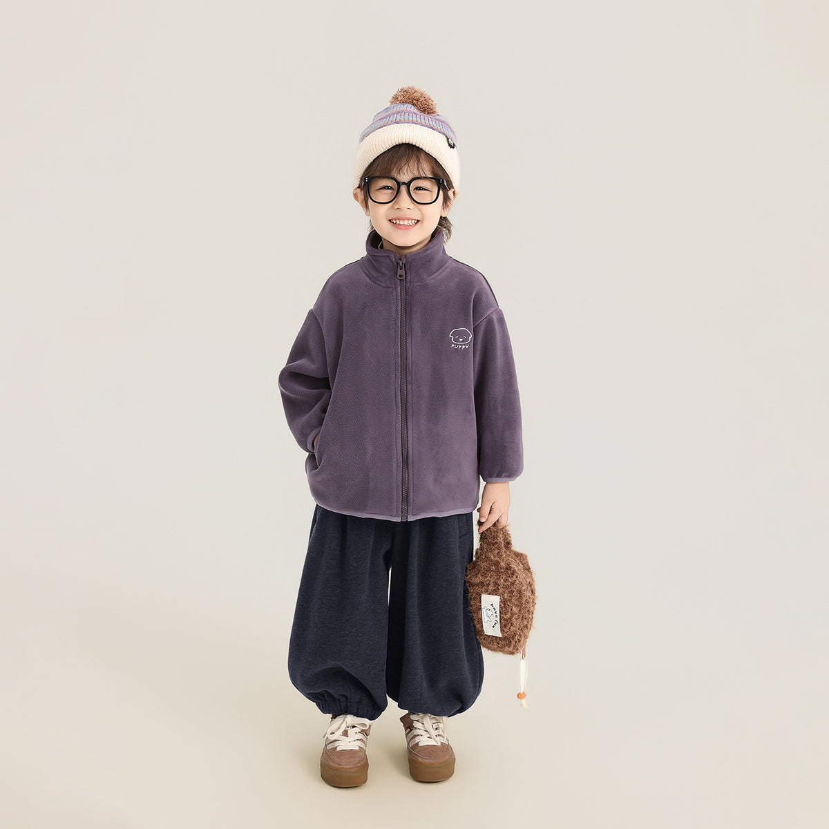 ワンポイント刺繍フリースジャケット