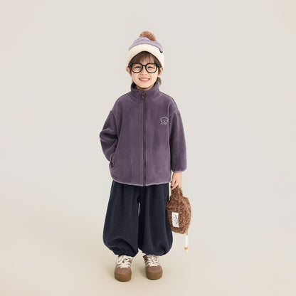 ワンポイント刺繍フリースジャケット