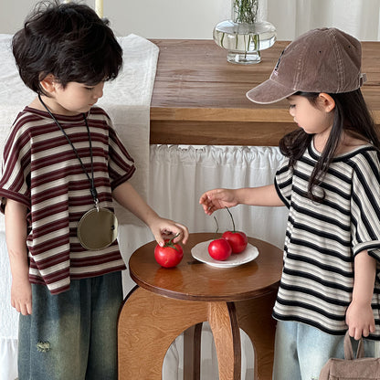 ボーダードロップショルダーTシャツ
