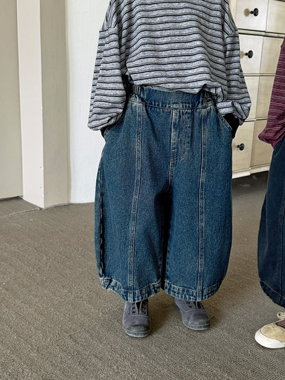 センターラインデニムロングパンツ