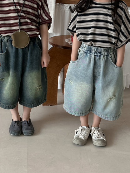 ワイド七分丈デニムパンツ
