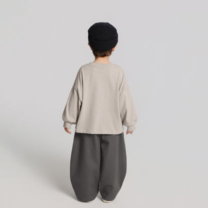 シンプルプリント純綿ロングTシャツ