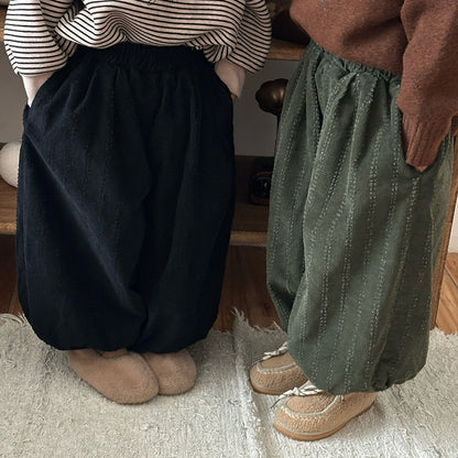 コーデュロイ裏ボアストライプパンツ