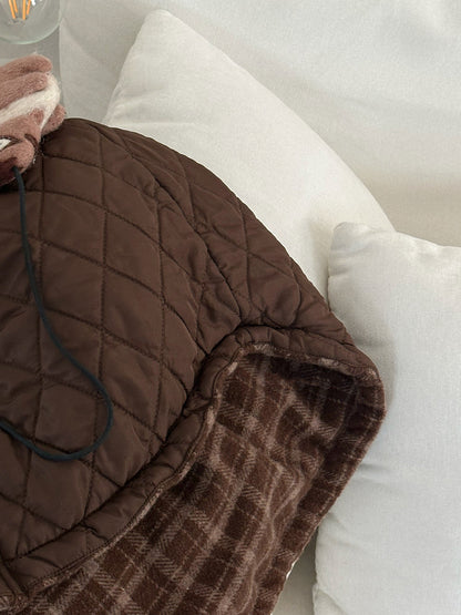 チェック厚手ロング丈コート