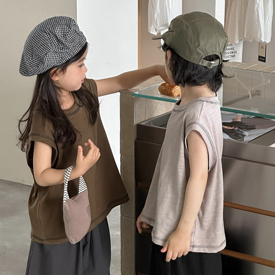 ステッチ純綿タンクトップ