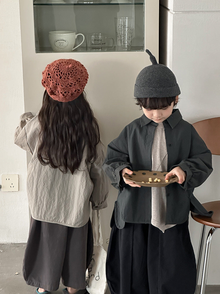 デザイン性ある無地シャツアウター