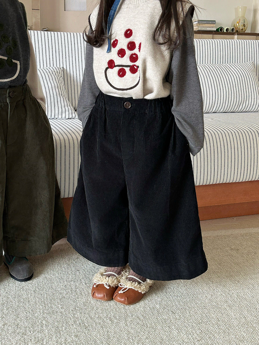 コーデュロイワイドロングパンツ