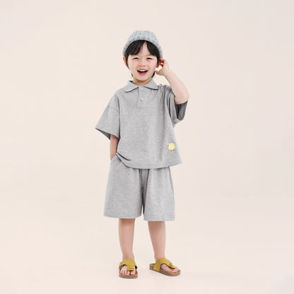 カラーボタンポロシャツ＆ショートパンツ2点セット
