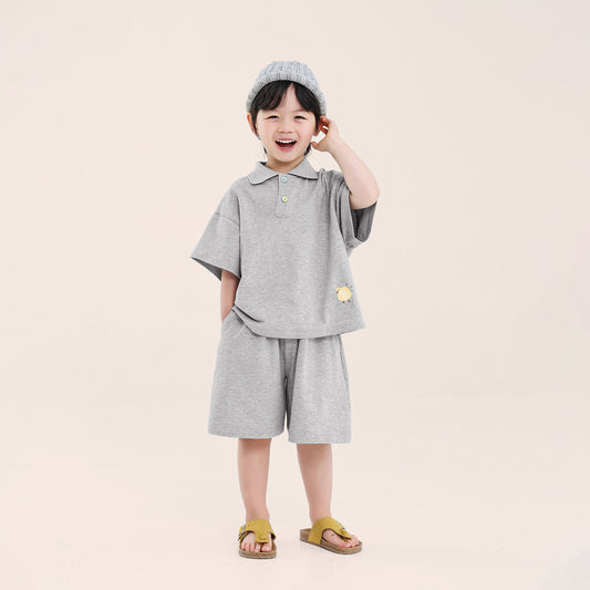 カラーボタンポロシャツ＆ショートパンツ2点セット