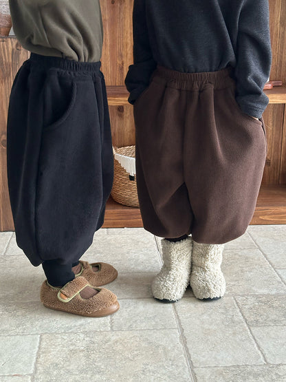 裾リブ厚手裏ボアパンツ