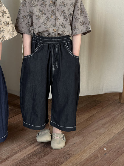 薄手ワイドデニムパンツ