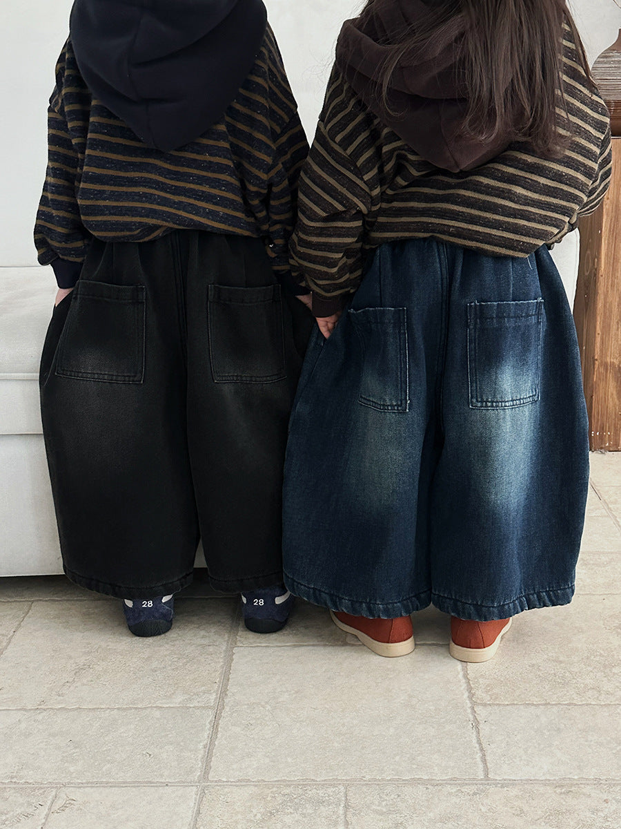 裏ボアヴィンテージデニムワイドパンツ