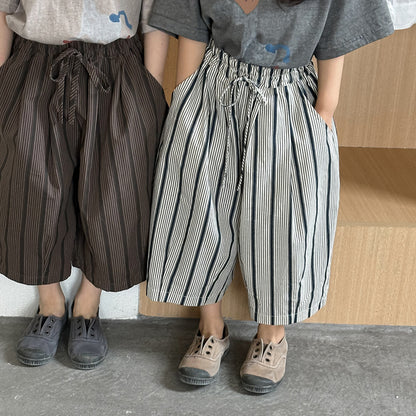 ストライプ七分ワイドパンツ