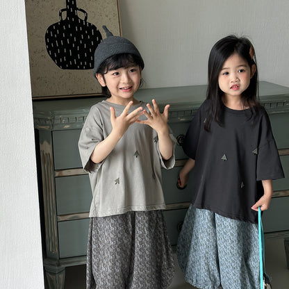 三角の木ワッペン半袖Tシャツ
