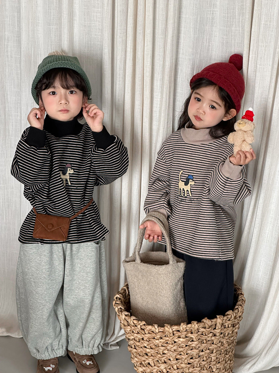 裏ボアボーダーハイネックスウェット