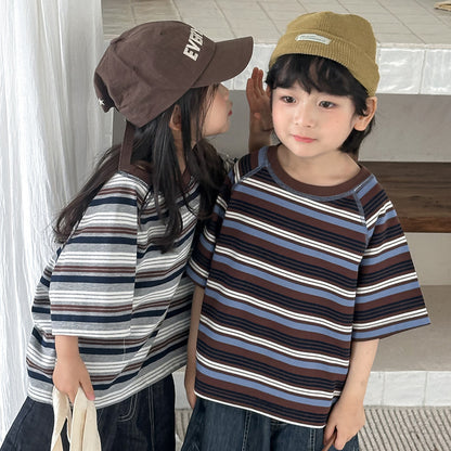 ボーダー柄ステッチTシャツ