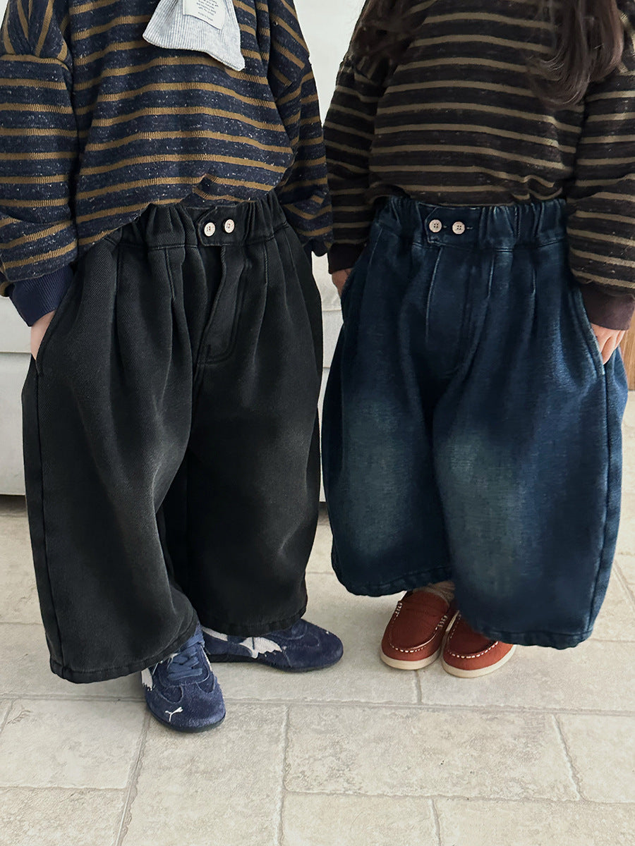 裏ボアヴィンテージデニムワイドパンツ