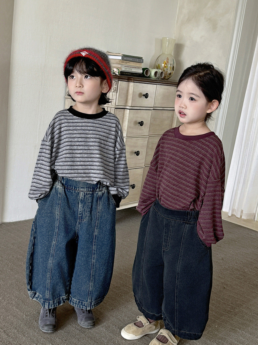 センターラインデニムロングパンツ