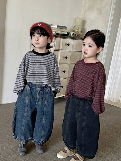 センターラインデニムロングパンツ
