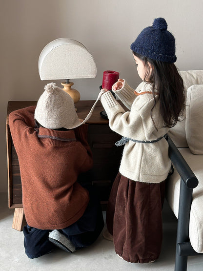 Diagonal front opening polo knit