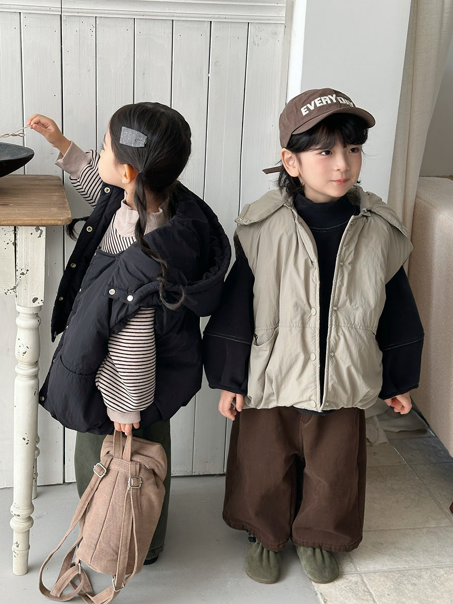 脱着フードつき中棉ベスト