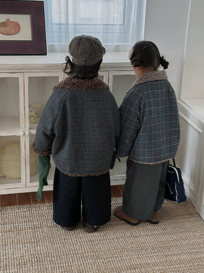 ボアフリースチェック柄コート