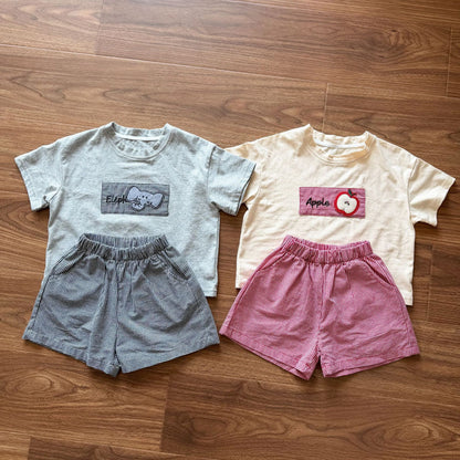 細チェック半袖Tシャツ＆ショートパンツセット