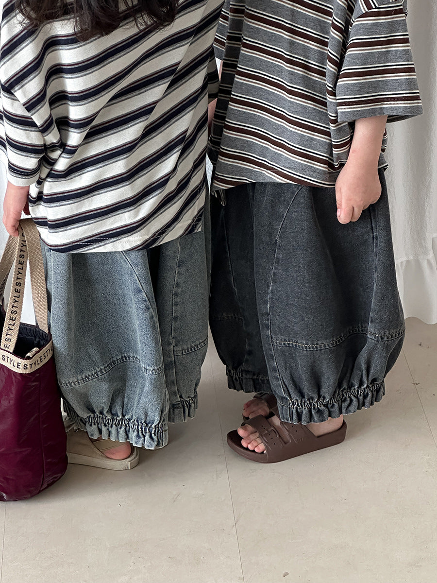 裾ギャザーバルーンデニムパンツ