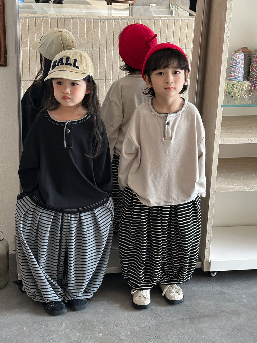 ヘンリーネック天竺棉Tシャツ