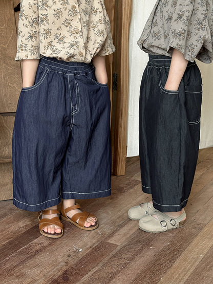 薄手ワイドデニムパンツ
